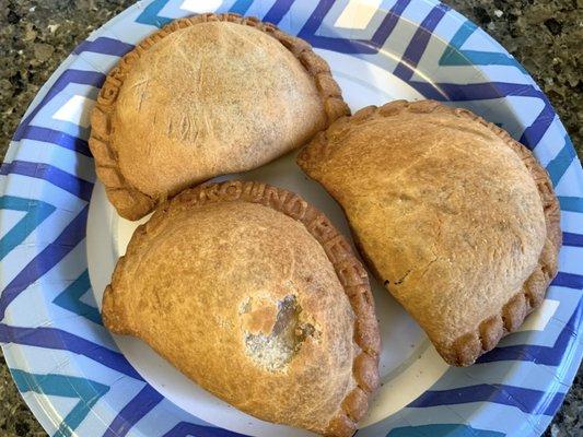 2 ground beef, 1 chicken empanada