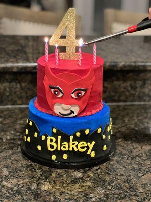 Two tiered pj mask cake