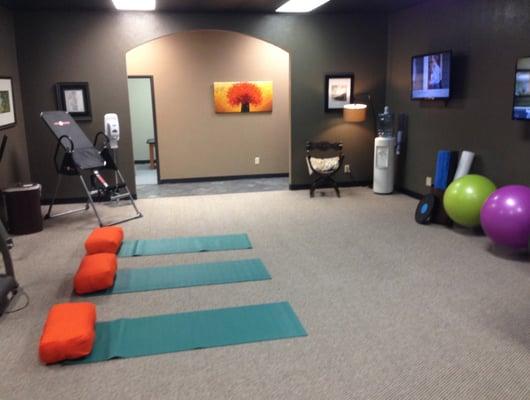 Creek Stone Integrated Care physical rehabilitation and yoga room. Chiropractic, rehab, acupuncture, advanced massage, yoga, in Amarillo, TX