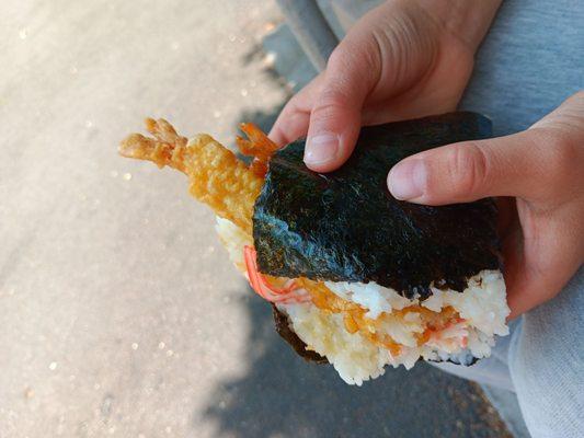 Large shrimp tempura onigiri