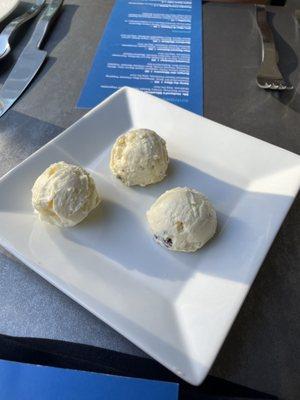 Trio of butters for complimentary rolls