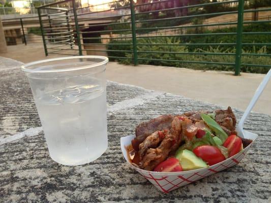 Pork riblets and grits, with some trimmings. Perfect meal to stop and savor.