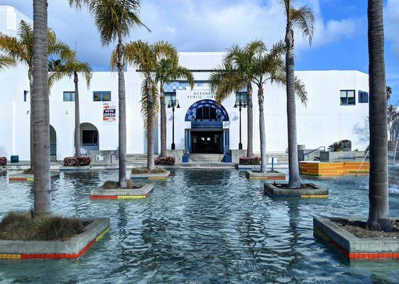 By architect Charles Moore, loved this fountain in front with post-modern color tile detailing