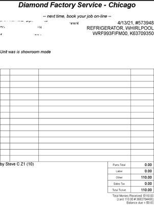 The invoice that was sent to me. No diagnostic process, no part numbers that I need. I got scammed.