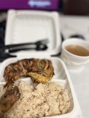 Chicken Inasal with garlic rice and side of Bulalo Soup