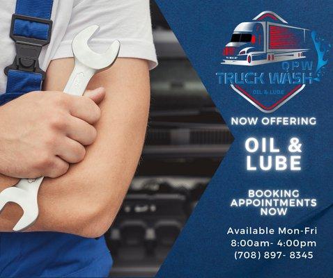 Now offering Oil & Lube services! Book your appointment now.