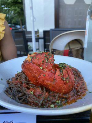 Squid ink lobster tail pasta