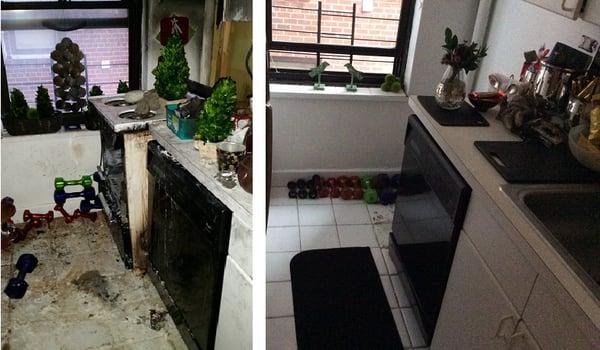 Before & After
 brFire and Smoke Damage in Kitchen