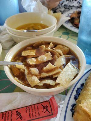 Hot and sour soup, they have all you can eat soup when you dine in.