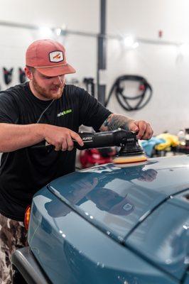 Paint correction underway on the FJ Cruiser