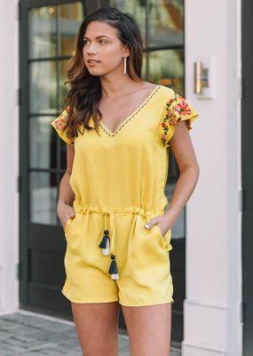 THML Bali Embroidered Sleeve Romper