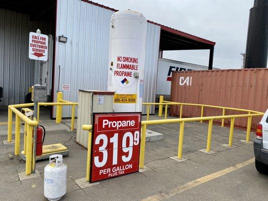 Propane fill station. Took two calls on the call box and 20 mins for someone to come help.