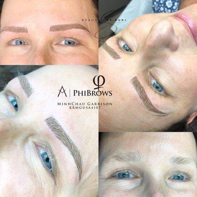 Microblading naturally lift her face up.