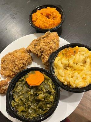 Collard Greens,  Mac and Side Mac & Cheese and Side Yams