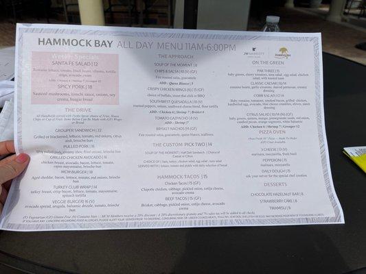 All day food menu