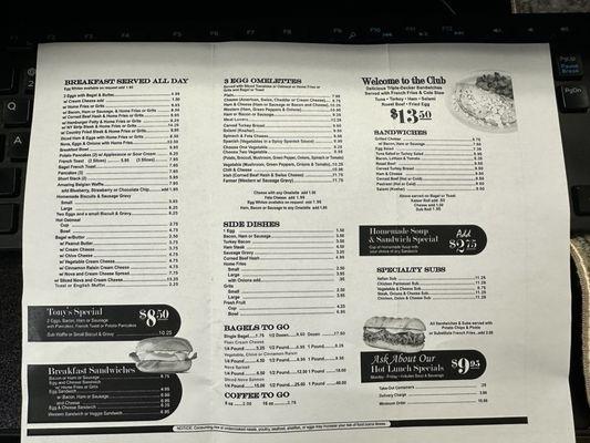 Menu (inside)