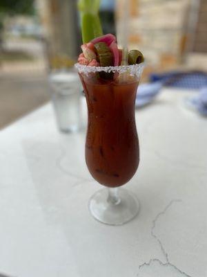 Weekend brunch Bloody Mary! So delicious and big for $3!