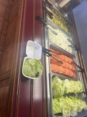 Salad bar/ burger toppings