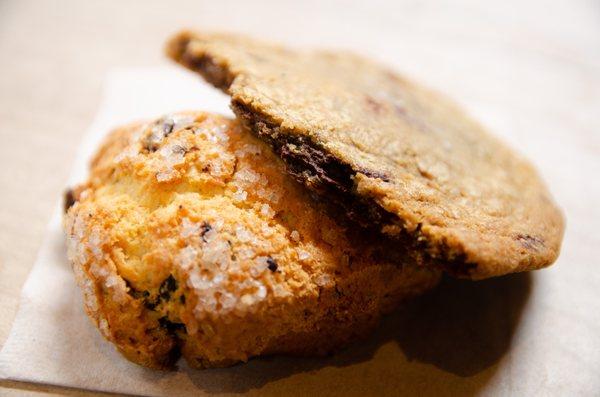 Chocolate chip scone & chocolate chip cookie