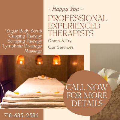 Happy Spa
 32-49 Steinway Street, Astoria, NY 11103
 Call us at 718-685-2386