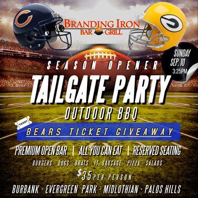 Grilling, Chilling, and Cheering! Join us for the ultimate Bears vs. Packers Outdoor BBQ  Catch the game, enjoy delicious food, and