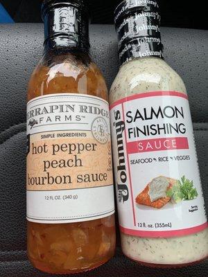 Trying some sauces to top the salmon