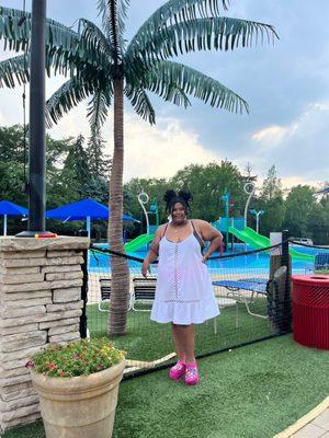 My daughter at the outdoor pool