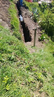 Trench for french drainage