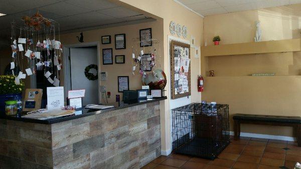 Our remolded Reception Desk! Ready to attend all pet needs