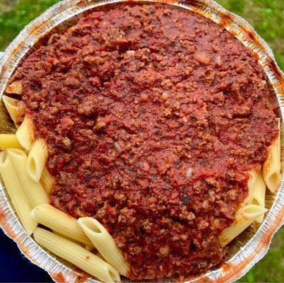 Pasta with meat sauce meal - meat sauce seems house made, nice flavor, huge portion, good value