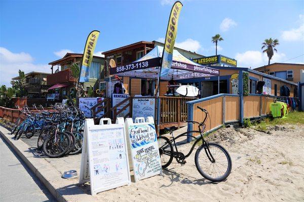 In addition to being a fully stocked surf shop. We also have rentals for all your beach and boardwalk needs.