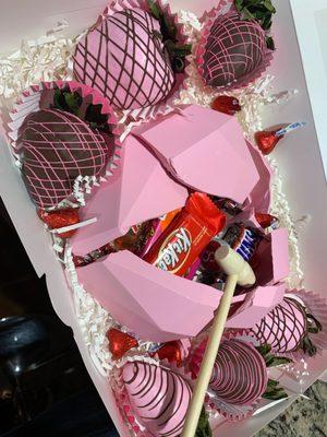 Heart shaped chocolate box. "This is so satisfying and delicious" - my girlfriend.