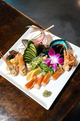 Sweet Shrimp and Horse Mackerel Sashimi