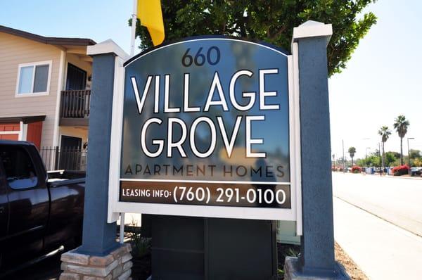 Village Grove Apartments in Escondido, CA  Monument Sign.