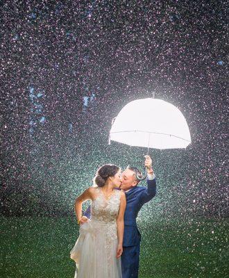 When it rains wedding day, we never fret. We make it work for our clients! This phot is just fab! So fab!