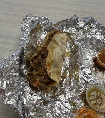 Is that a taco or a mini burrito? Carne asada.