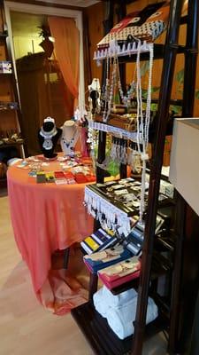 Jewelry to browse in the waiting area.