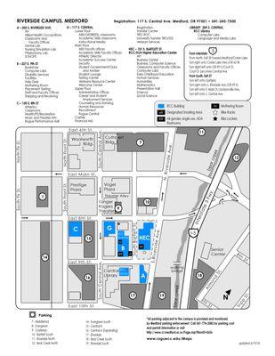 Map of the RCC Riverside Campus in Medford., Oregon, updated 6/14/18