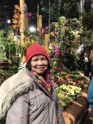 Mom enjoying the flower show