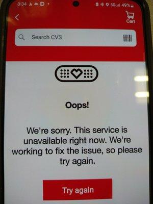 Your scanners are broken CVS. Phone app and in store.