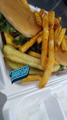 Cheeseburger and fries