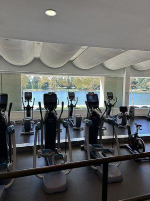 Fitness machines - lakeside view