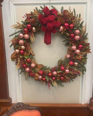 A lovely Christmas wreath for a residential lobby