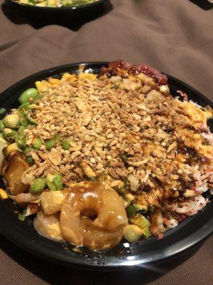 3 scoop Build Your Own 3 Scoops Poke Bowl  Poor quality under the toppings...