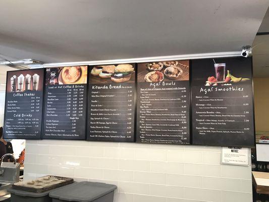 Menu: Sandwiches, Açaí Bowls, coffee, smoothies