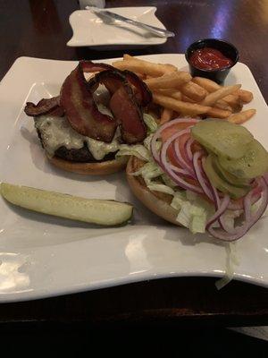 Lakes burger with thick cut bacon