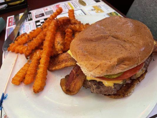 Chud burger with sweet potato  fries