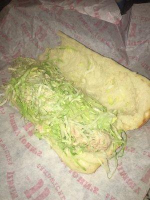 Photo says all, tuna sandwich .. Dry .. And they scoop out your bread ... I wanted that bread