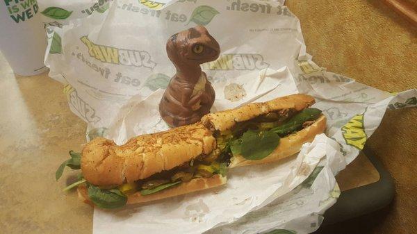 Bob the Raptor Says "Footlong Steak & Cheese Prey!"