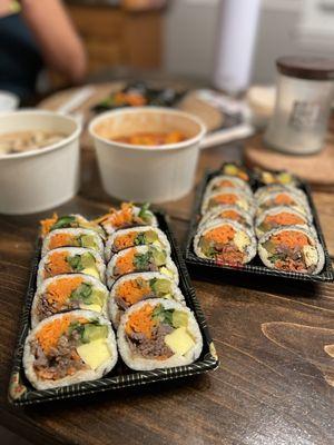 Bulgogi and spicy pork kimbap